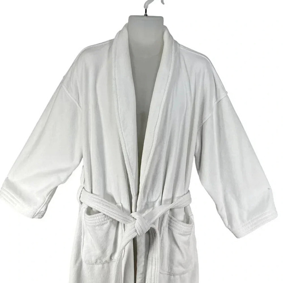 Monarch Cypress Unisex OSFM Luxurious White Heavy 100% Turkish Cotton Spa Robe - Picture 5 of 13